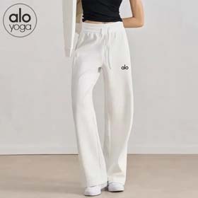 ALO Yoga pantaloni da donna con cordone, versatile, vita alta, dritto, sciolto, casual, gamba larga,  