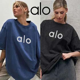 ALO Yoga abbigliamento donne europei e americani sciolto Casual T-shirt a maniche corte collo rotond  