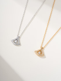 Bulgari platino pieno diamante ventilatore collana-3609  