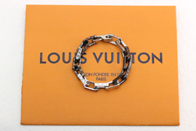 Louis Vuitton LV argento a righe e cucitura nera temprato braccialetto in bambù-3627  