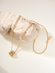 Tiffany a forma di cuscino tre colori anello collana di diamanti-3680  