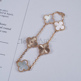 Van Cleef & Arpels Bianco Madre-di-Perla Laser Fiore Bracciale-3689  