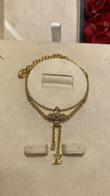 Louis Vuitton LV diamante pieno fiore piccola catena borsetta braccialetto oro-3729  