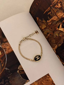 Chanel oro ovale nero fine flash doppio c lettera serpente bracciale osso-3740  