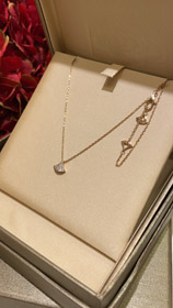 Bulgari piccolo ventilatore bianco madreperla oro rosa mezzo diamante pieno diamante collana-3853  