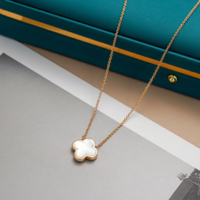 Van Cleef & Arpels Bianco Madre-di-Perla Agata Nera Collana di fiori singolo e doppio lato-3883  