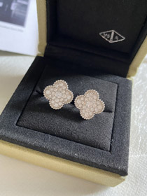 Van Cleef & Arpels diamante pieno quattro foglie trifoglio orecchini-3958  