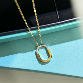 Tiffany mini a forma di U serratura mezzo diamante bicolore collana-3962  