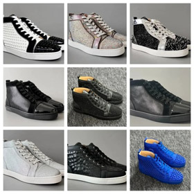 Christian Louboutin CL pelle di vitello punta rotonda lace-up scarpe da ginnastica high-top - 2963  